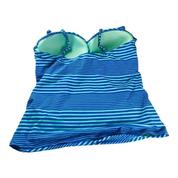 2592 Catalina Women's Sz XL 16 18 Striped Bathing Tankini Swim - Picture 2 of 4